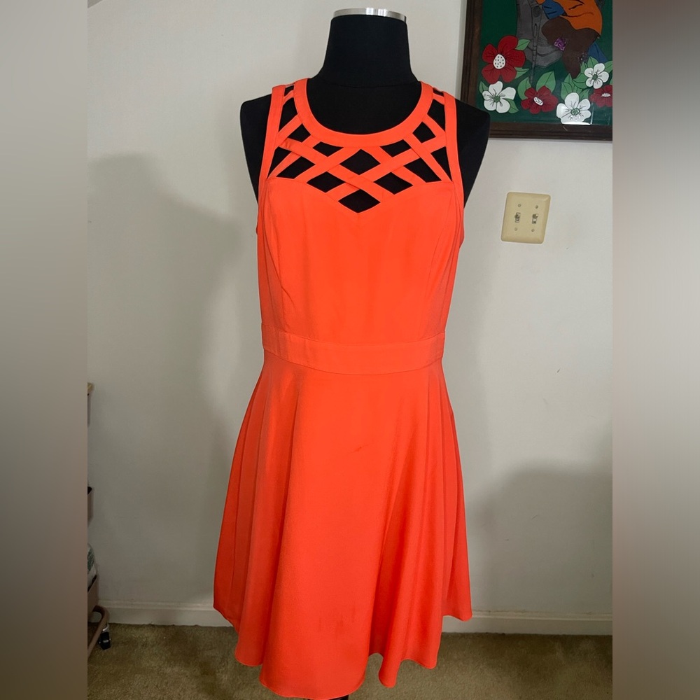 Guess Hot Coral Sleeveless Summer Cage Dress